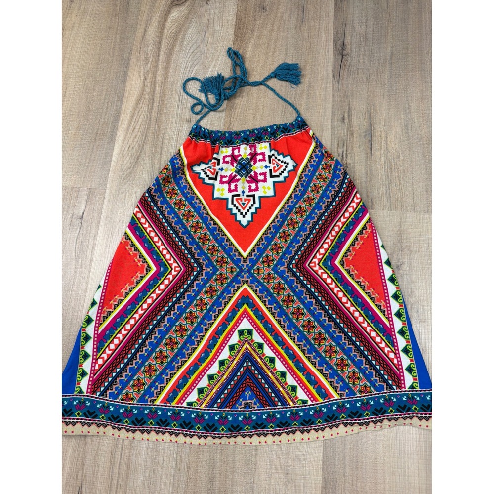 Flying Tomato Anthropologie Boho Tribal Halter Top Tassel Tie Rayon  Small
